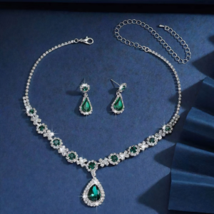 3 pieces of women's crystal droplet necklace with earrings set for wedding evening dress accessories