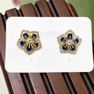 Luxury Pink Crystal Flower Stud Earrings with Gold Plated Finish and Sparkling Cubic Zirconia for Women